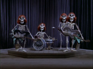 The skeletons have Beatles cuts. Because 1960s.