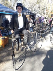BG Hilton on a Victorian bicycle, IronFest 2019